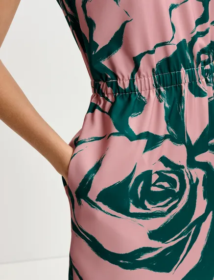 Robe midi vieux rose à imprimé fleuri