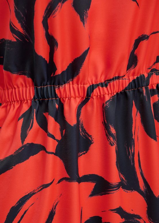 Rotes Midikleid mit Blumenprint