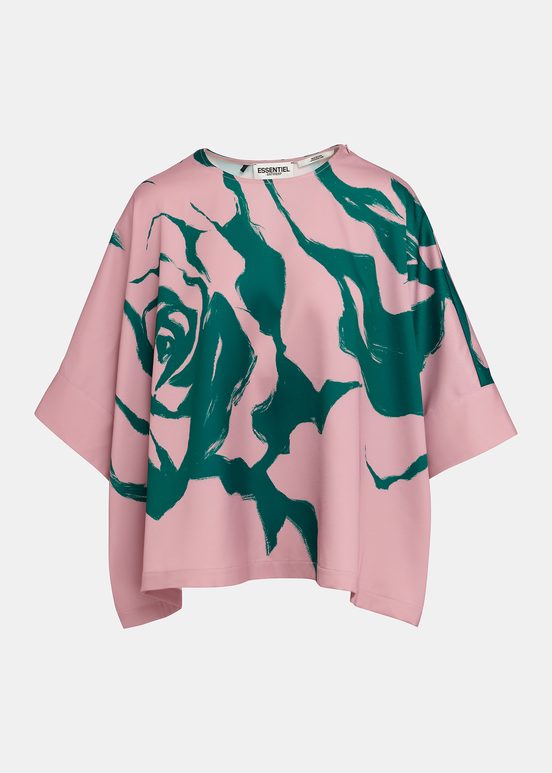 Top oversize rosa vintage con stampa floreale