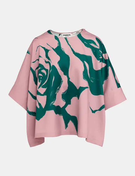 Vintage pink oversized top with floral print