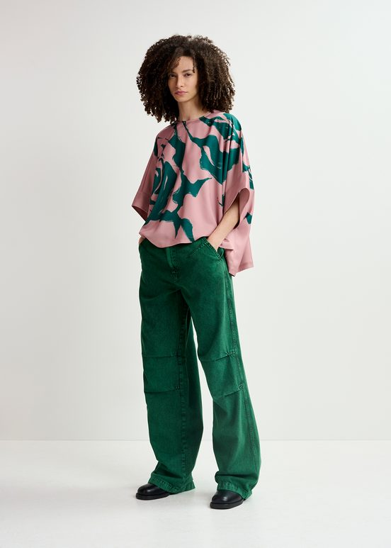 Oudroze oversized top met bloemenprint