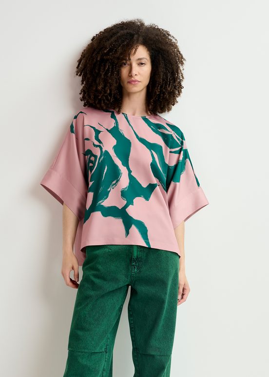 Top oversize con estampado floral, rosa vintage