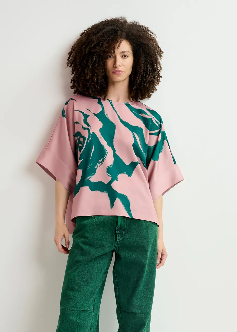 Oudroze oversized top met bloemenprint