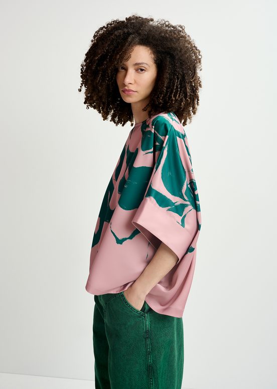 Oudroze oversized top met bloemenprint