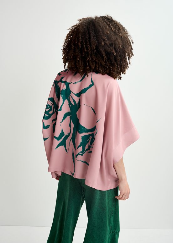 Oudroze oversized top met bloemenprint