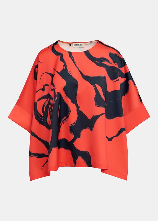 Rode oversized top met bloemenprint