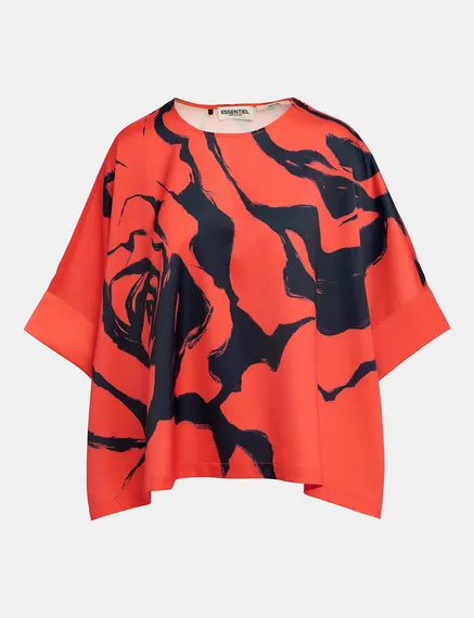 Top oversize con estampado floral, rojo