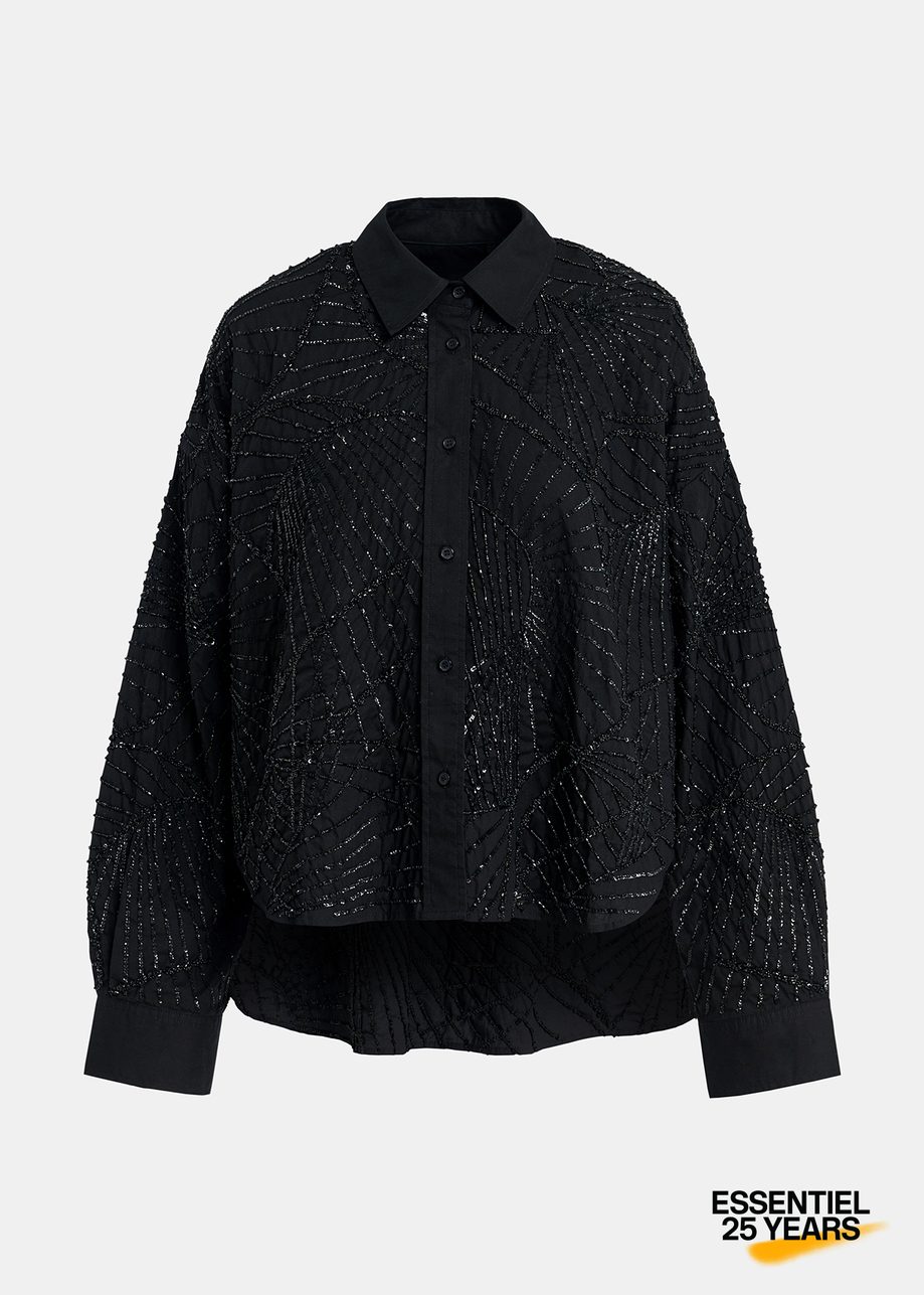 Chemise en coton noire à paillettes et perles - Exclusif pour les 25 ans