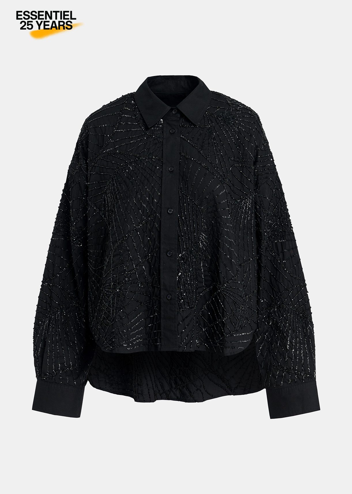 Chemise en coton noire à paillettes et perles - Exclusif pour les 25 ans