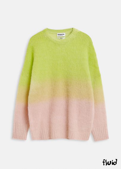 Lime green and light pink knit sweater with gradient effect