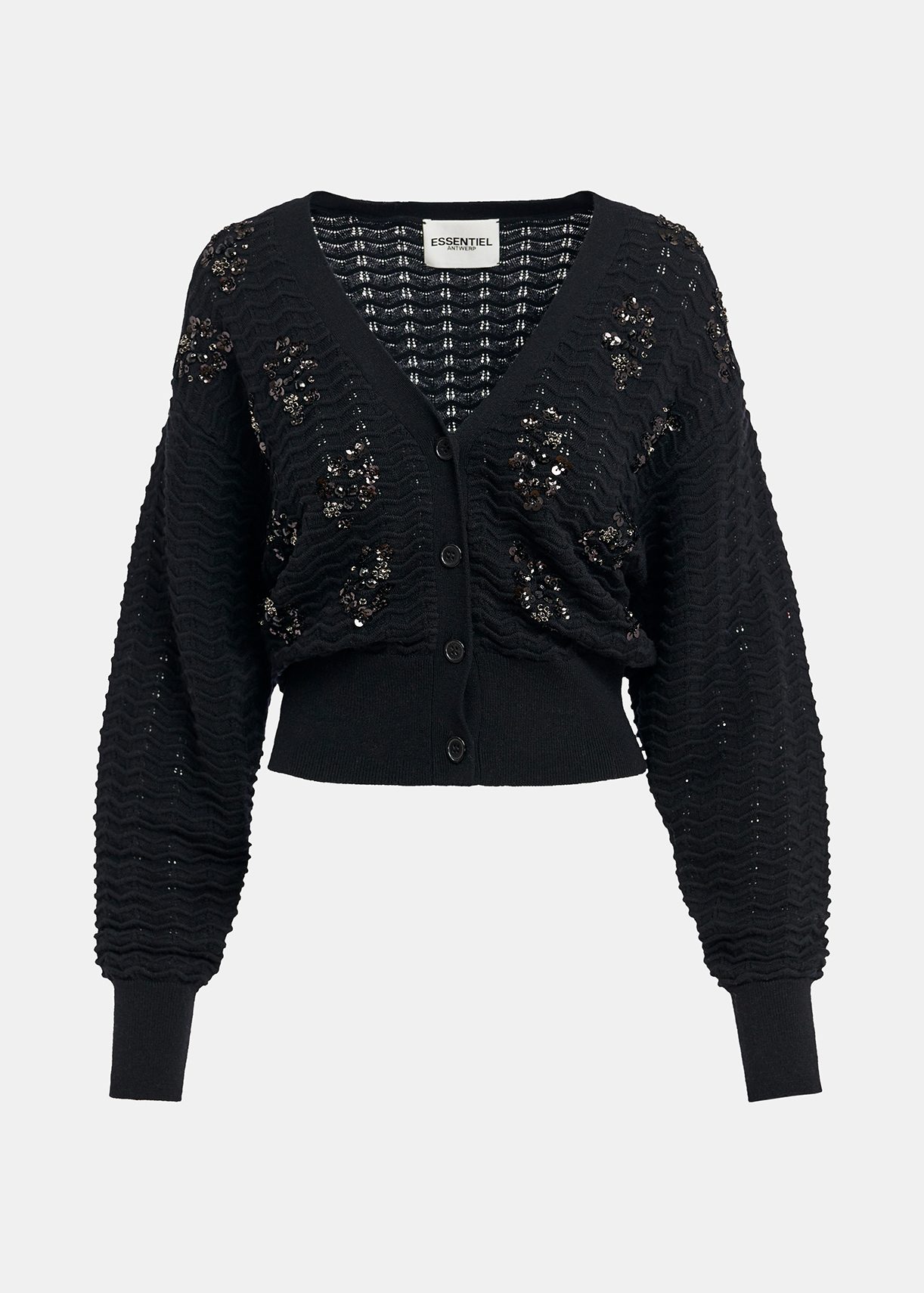 Cardigan en V noir à paillettes