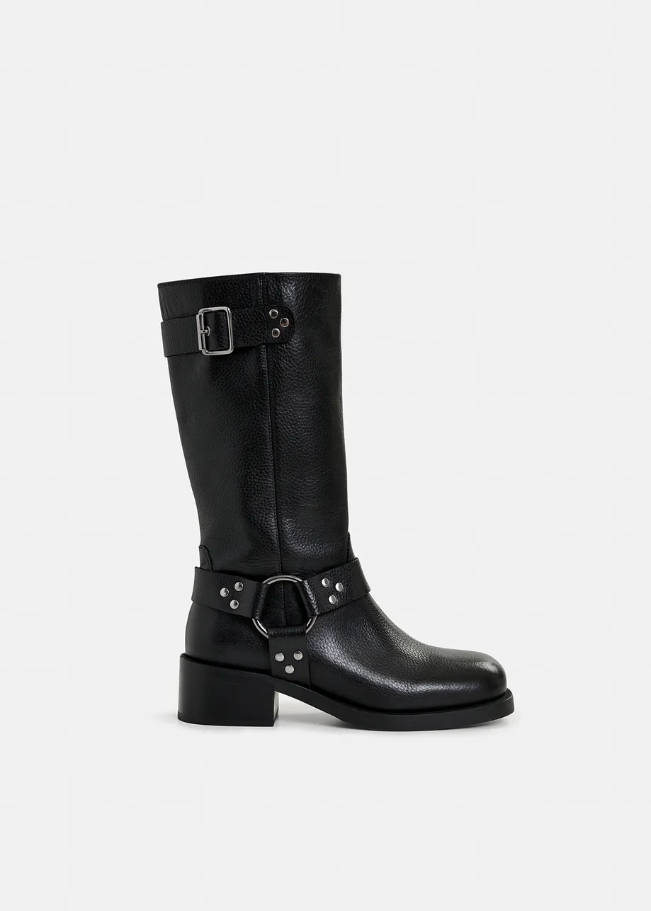 Bottes en cuir noires à boucles