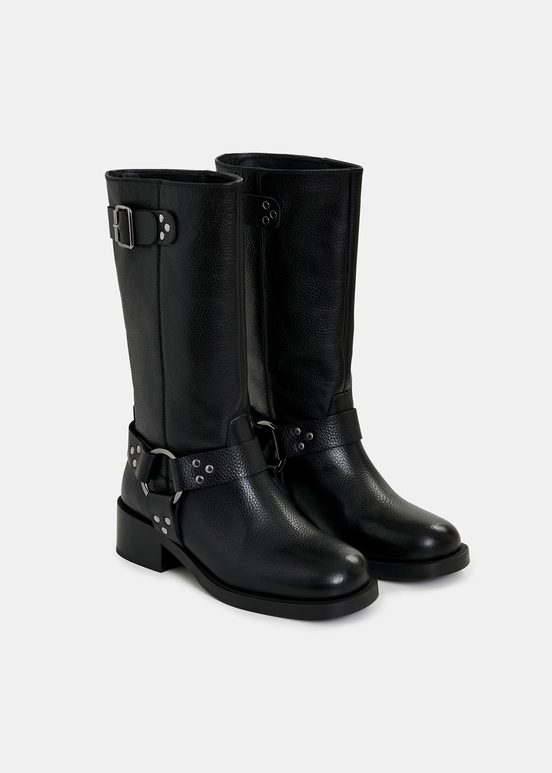 Bottes en cuir noires à boucles