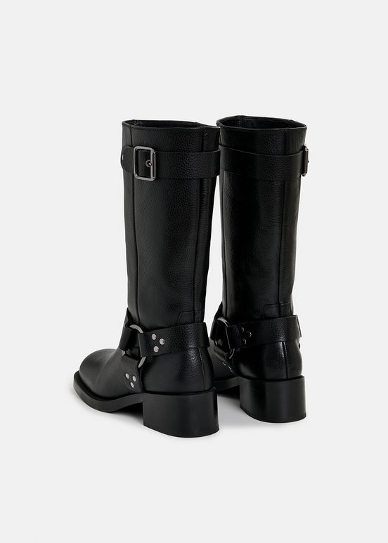 Bottes en cuir noires à boucles