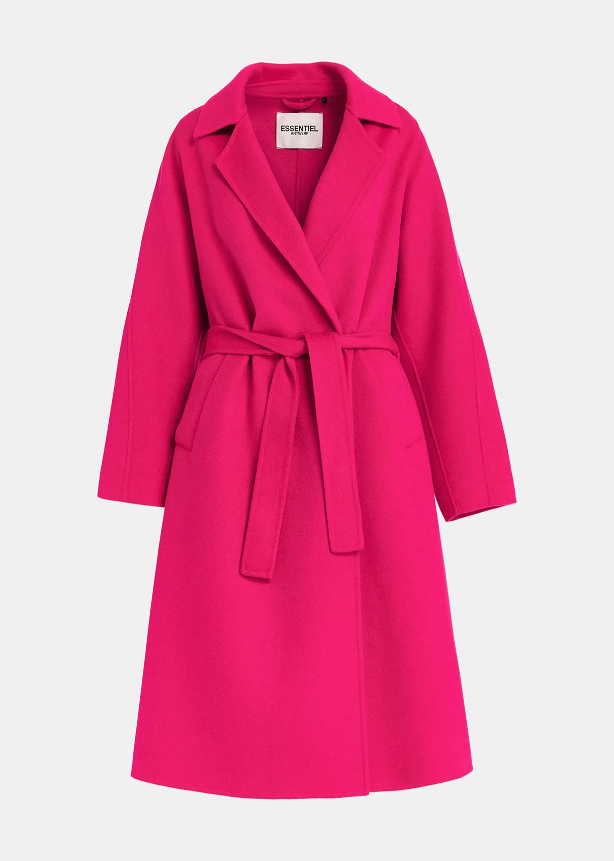 Cappotto in lana fucsia con cintura Essentiel Antwerp Italia