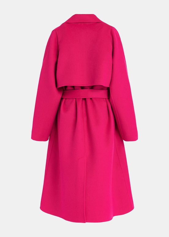 Manteau en laine fuchsia avec ceinture