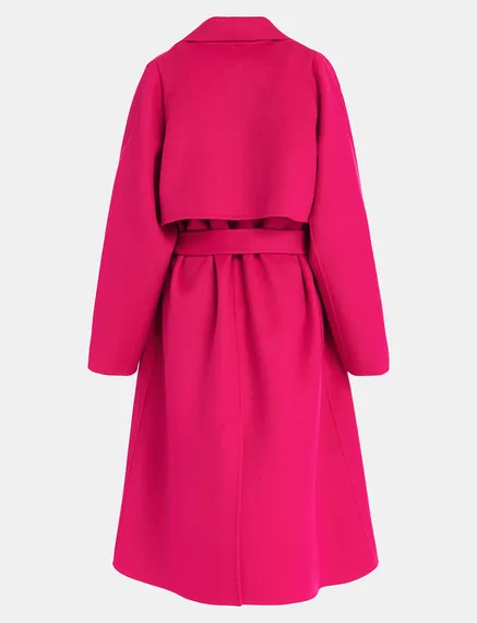 Manteau en laine fuchsia avec ceinture