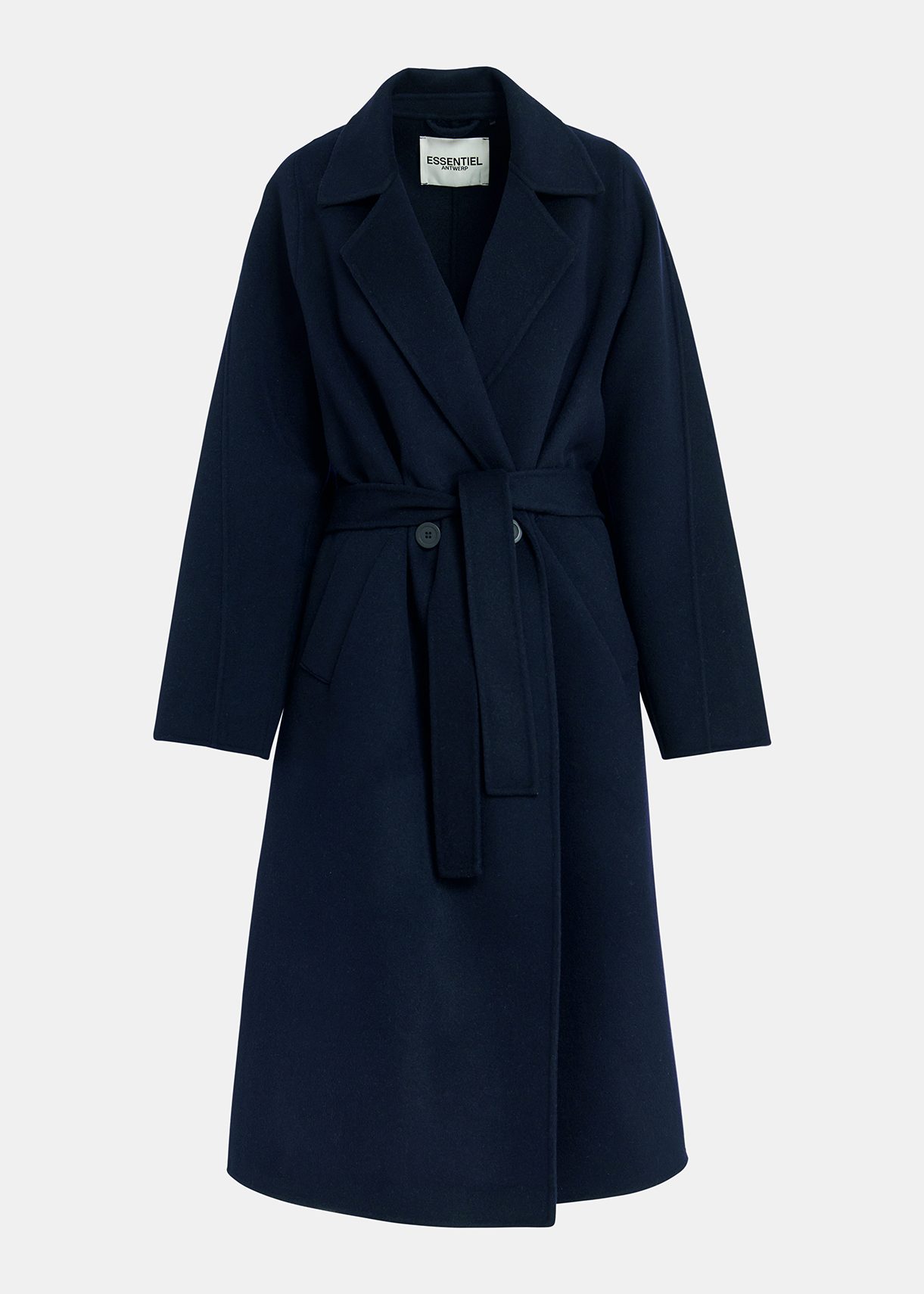 Cappotto in lana blue navy con cintura