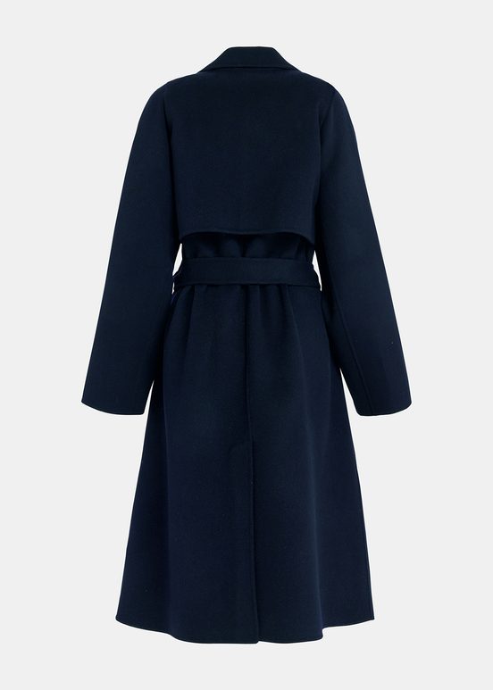 Navy blue wool belted coat