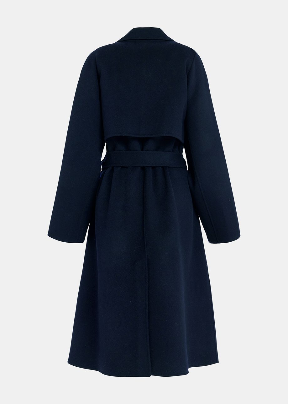 Navy blue wool belted coat