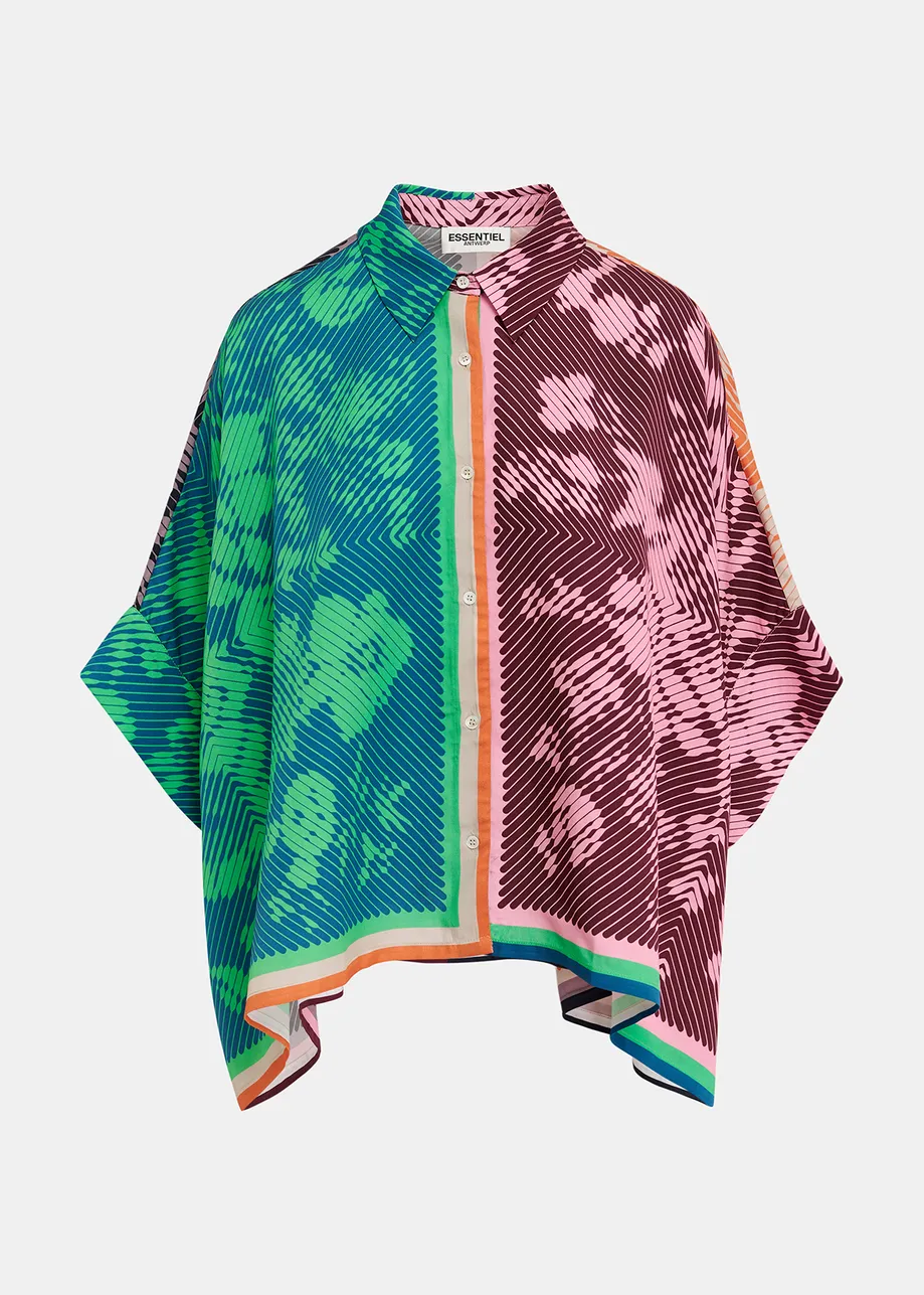 Chemise oversize à imprimé multicolore