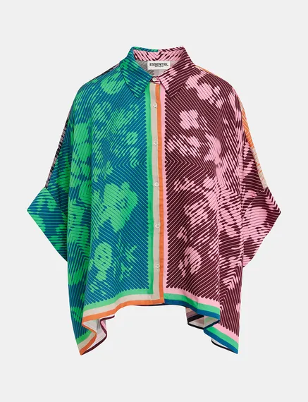 Chemise oversize à imprimé multicolore