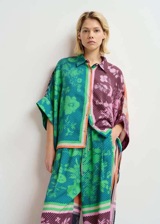 Chemise oversize à imprimé multicolore