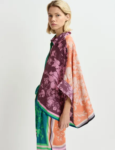 Chemise oversize à imprimé multicolore