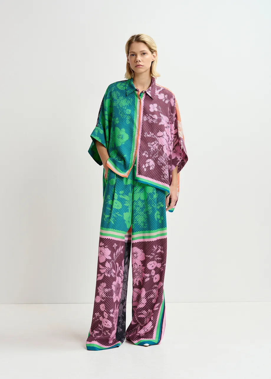 Multicolor printed oversized shirt