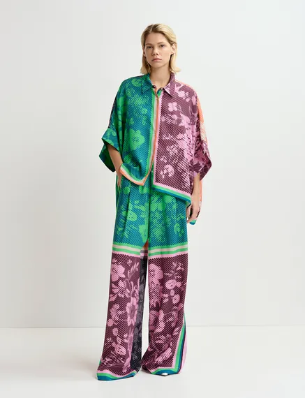 Multicolor printed oversized shirt