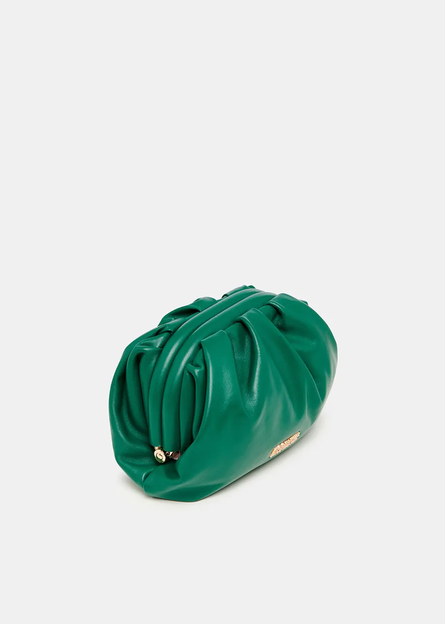 Dark green leather pouch