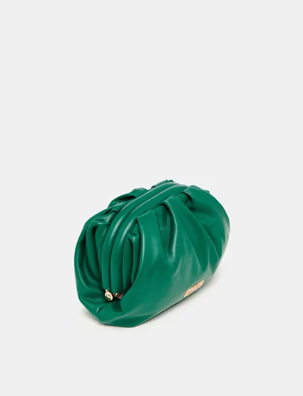 Pochette en cuir vert foncé