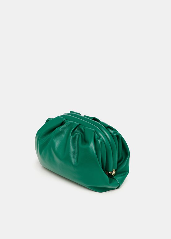 Pochette en cuir vert foncé