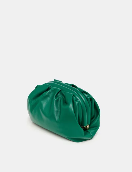 Pochette en cuir vert foncé