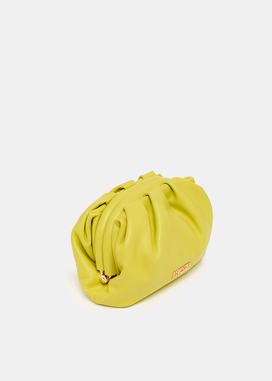 Pochette en cuir jaune