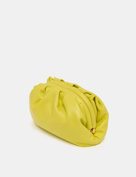 Pochette en cuir jaune