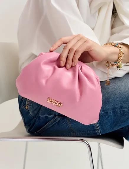 Pink leather pouch