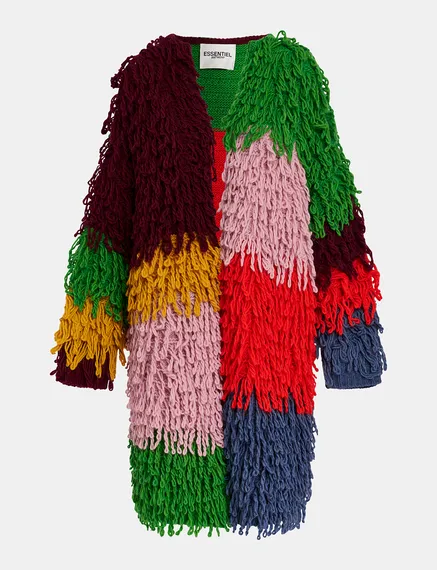 Multicolor oversized loop stitch knit