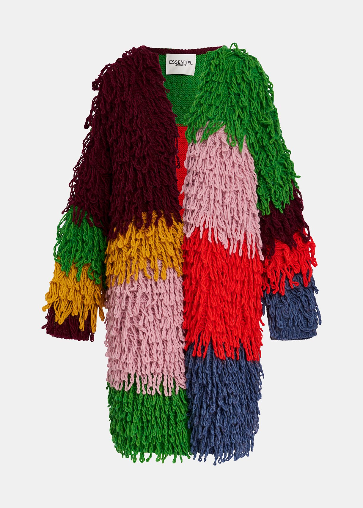 Multicolor oversized loop stitch knit