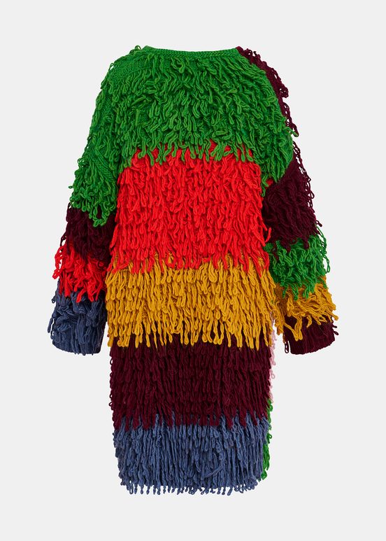 Multicolor oversized loop stitch knit