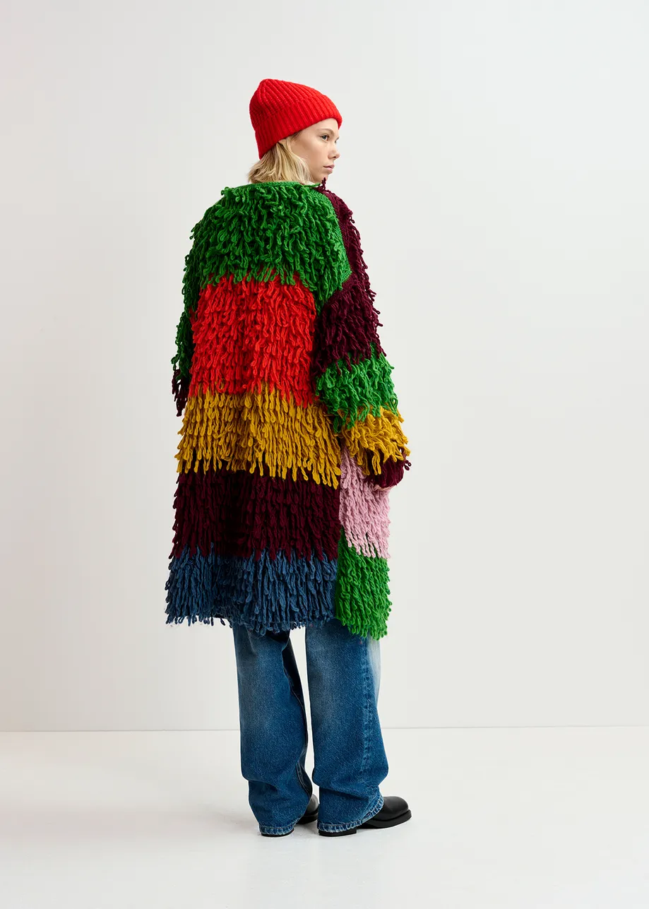 Multicolor oversized loop stitch knit