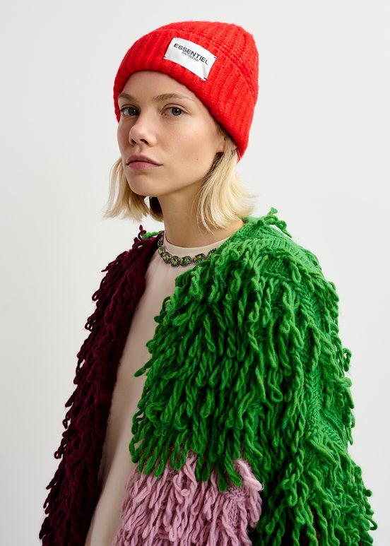 Multicolor oversized loop stitch knit