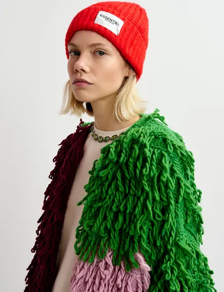 Multicolor oversized loop stitch knit