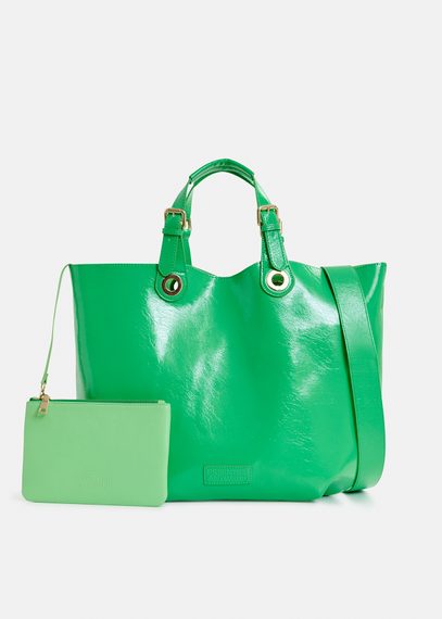 Bolso shopper de polipiel, verde