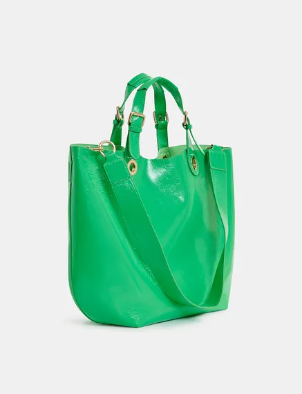 Bolso shopper de polipiel, verde