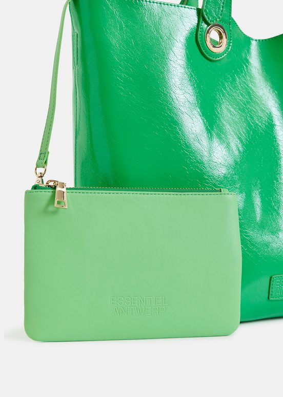 Groene shopper in faux lakleer