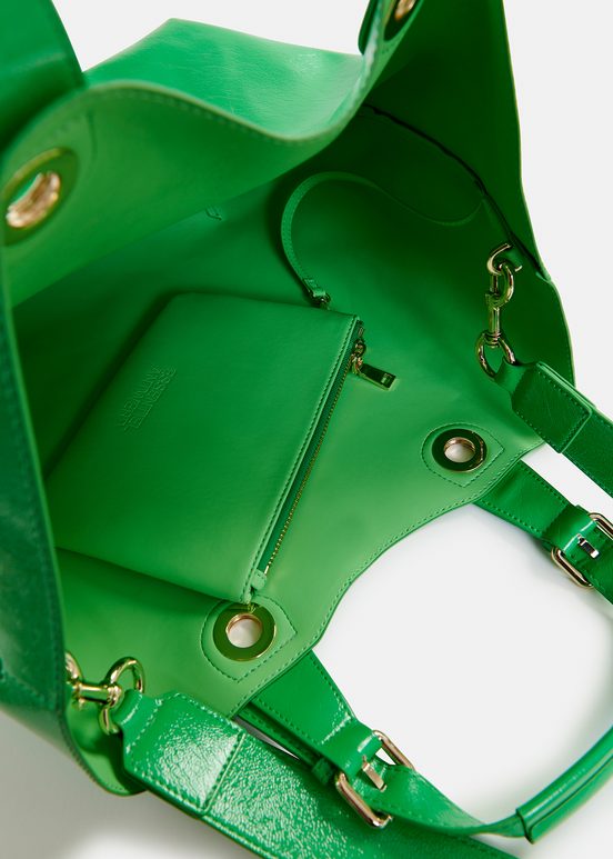 Groene shopper in faux lakleer