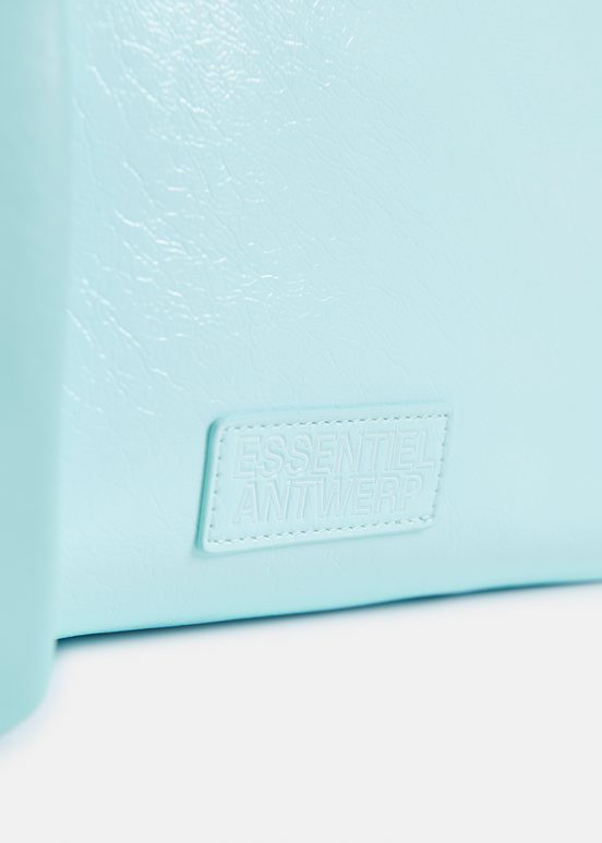 Light blue faux patent-leather shopper bag