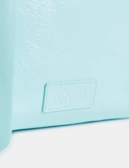 Light blue faux patent-leather shopper bag