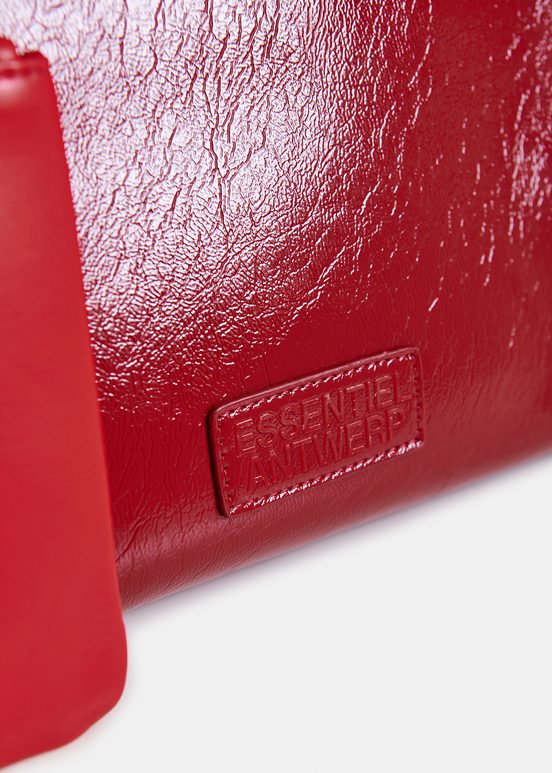 Cabas en faux cuir verni rouge foncé